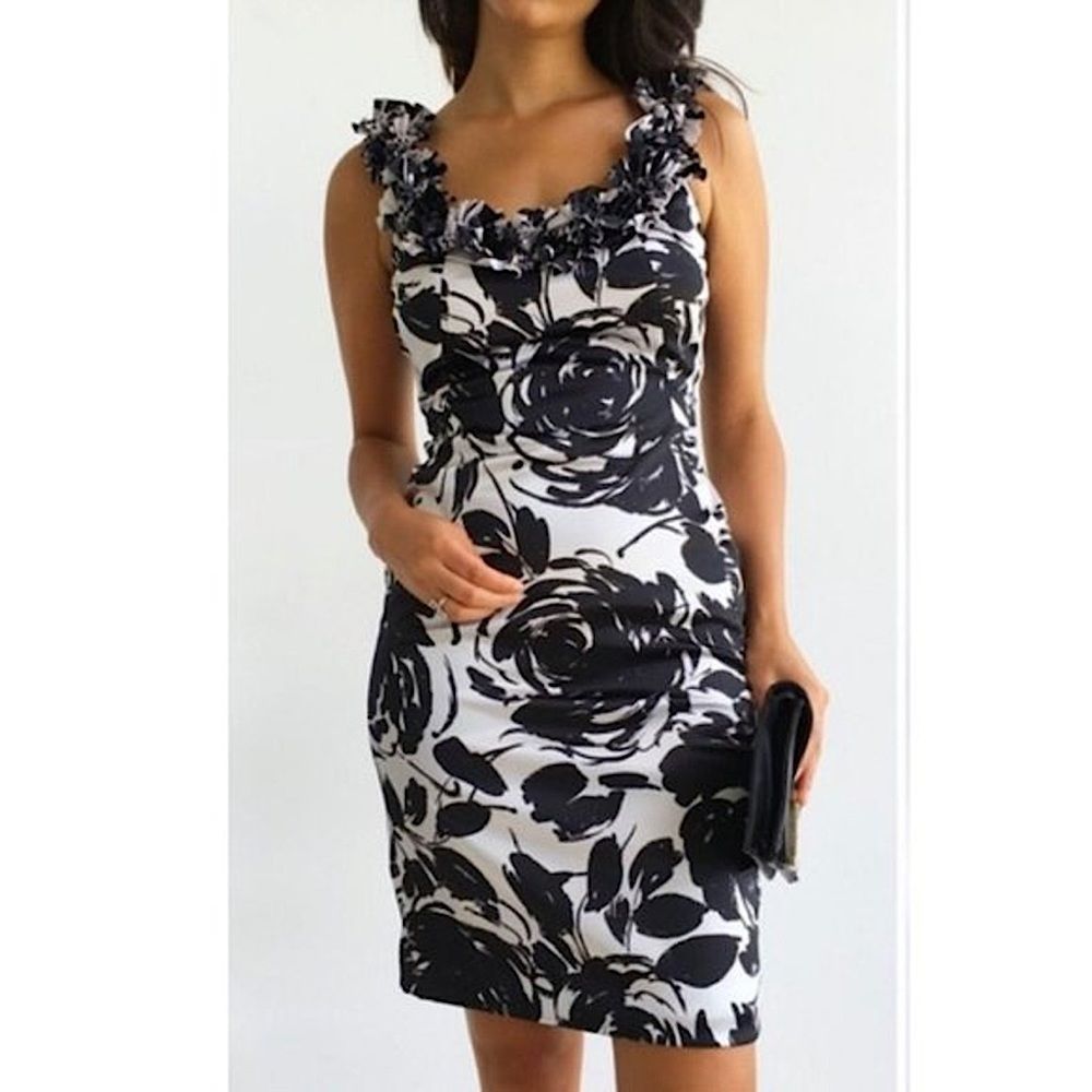 White House Black Market Ruffled Satin Mini Dress NWOT